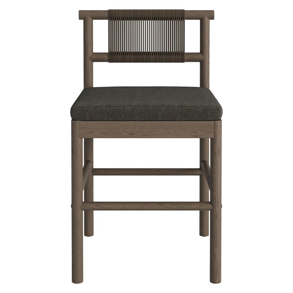Eleni Outdoor Patio Teak Wood Counter Stools Set of 2 by Modway