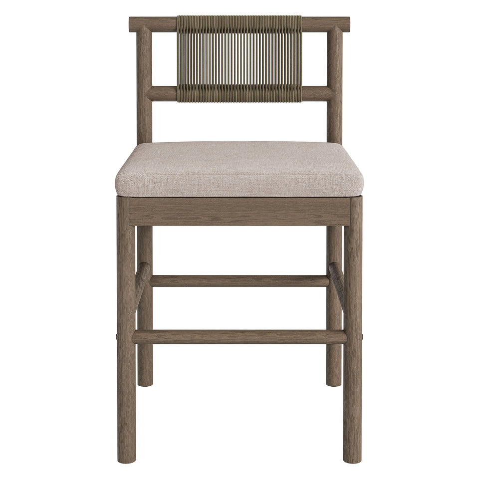 Eleni Outdoor Patio Teak Wood Counter Stools Set of 2 by Modway