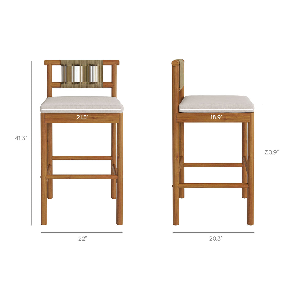 Eleni 3-Piece Outdoor Patio Teak Wood Bar Set by Modway