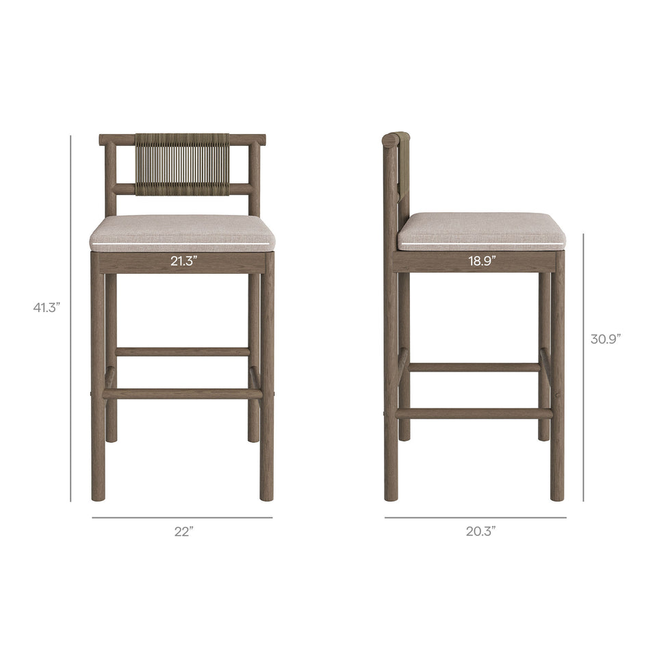 Eleni 3-Piece Outdoor Patio Teak Wood Bar Set by Modway