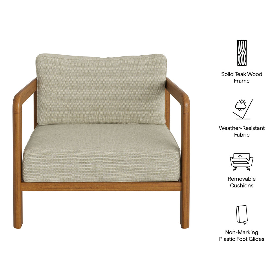 Kona Outdoor Teak Wood Armchair by Modway