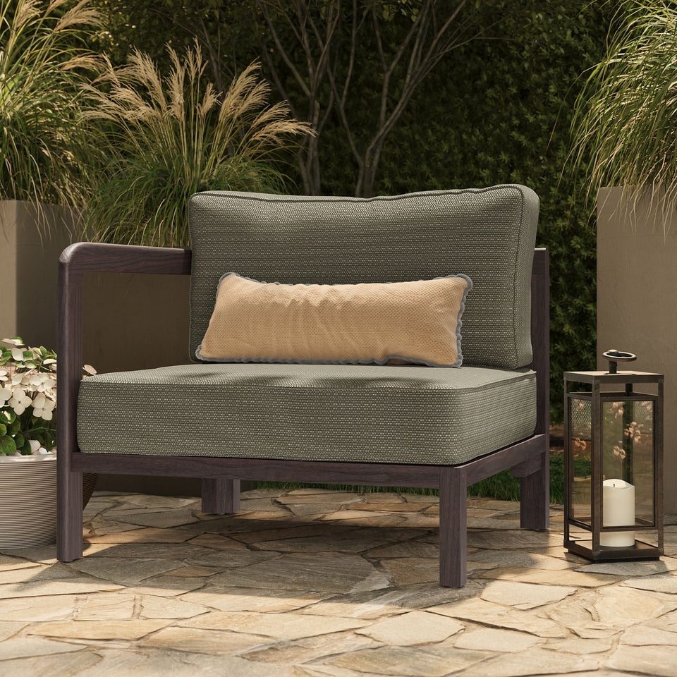 Kona Outdoor Teak Wood Left-Arm Facing Modular Armchair by Modway