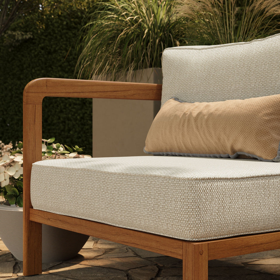 Kona Outdoor Teak Wood Left-Arm Facing Modular Armchair by Modway