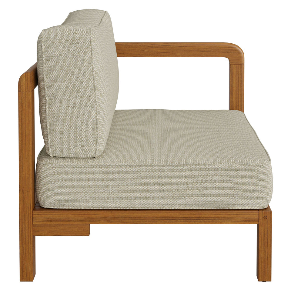 Kona Outdoor Teak Wood Right-Arm Facing Modular Armchair by Modway
