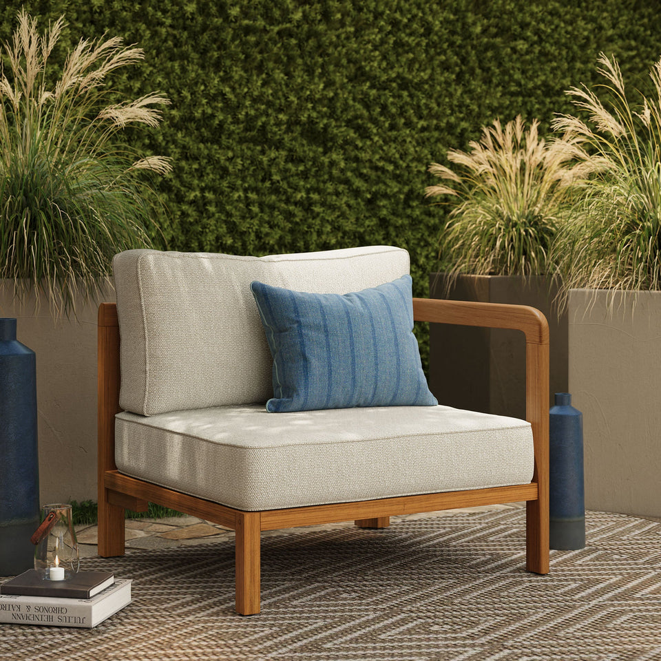 Kona Outdoor Teak Wood Right-Arm Facing Modular Armchair by Modway
