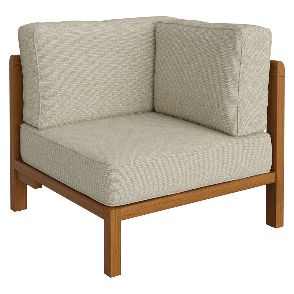 Kona 5-Piece Outdoor Teak Wood Corner Modular Sofa by Modway
