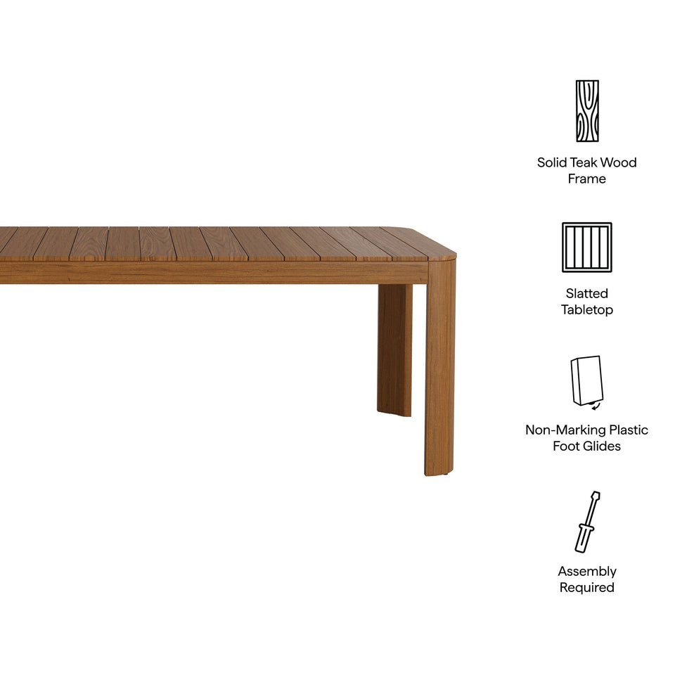 Kona 87 Inch Outdoor Teak Wood Dining Table by Modway