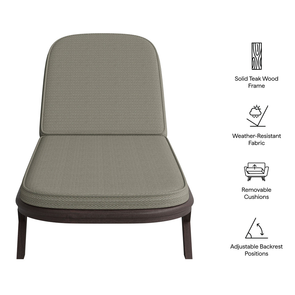 Kona Outdoor Teak Wood Chaise Lounge Chair by Modway