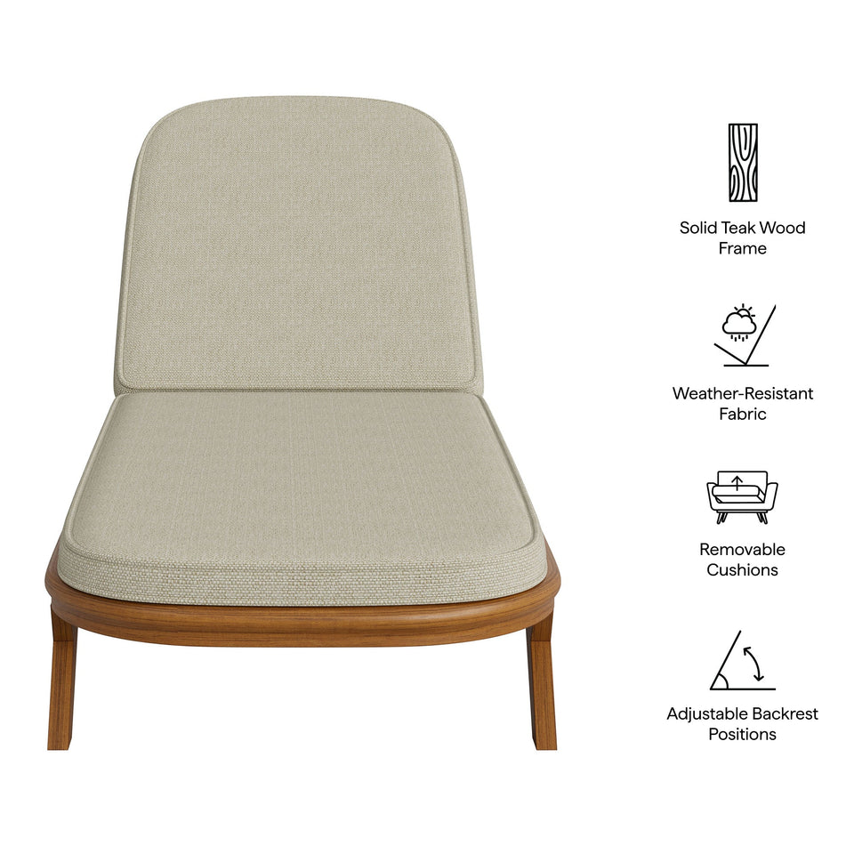 Kona Outdoor Teak Wood Chaise Lounge Chair by Modway