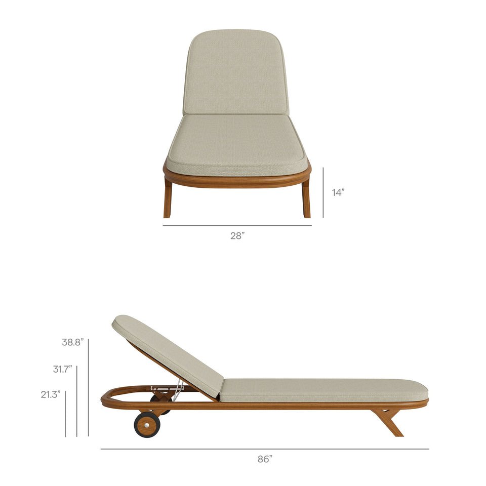 Kona Outdoor Teak Wood Chaise Lounge Chair by Modway