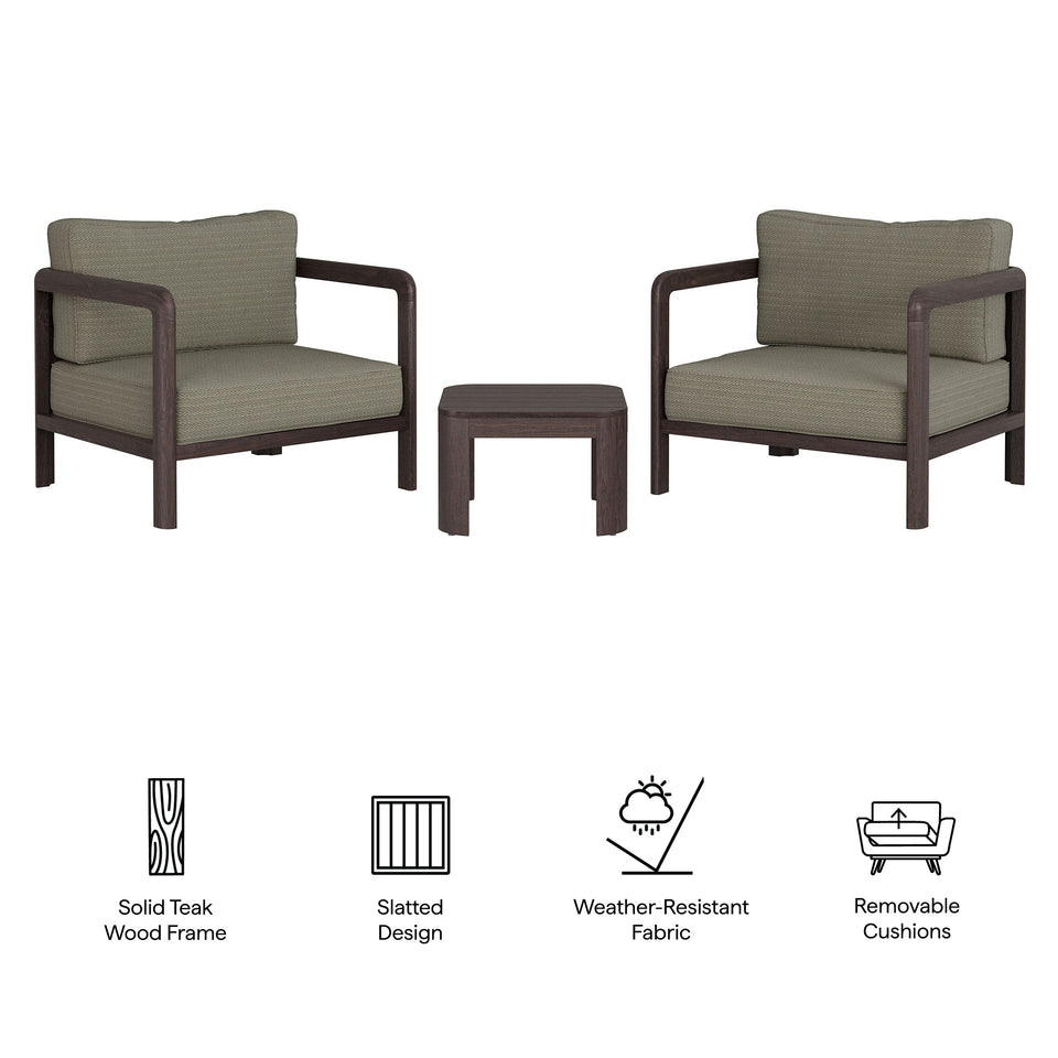 Kona 3-Piece Outdoor Teak Wood Furniture Set by Modway