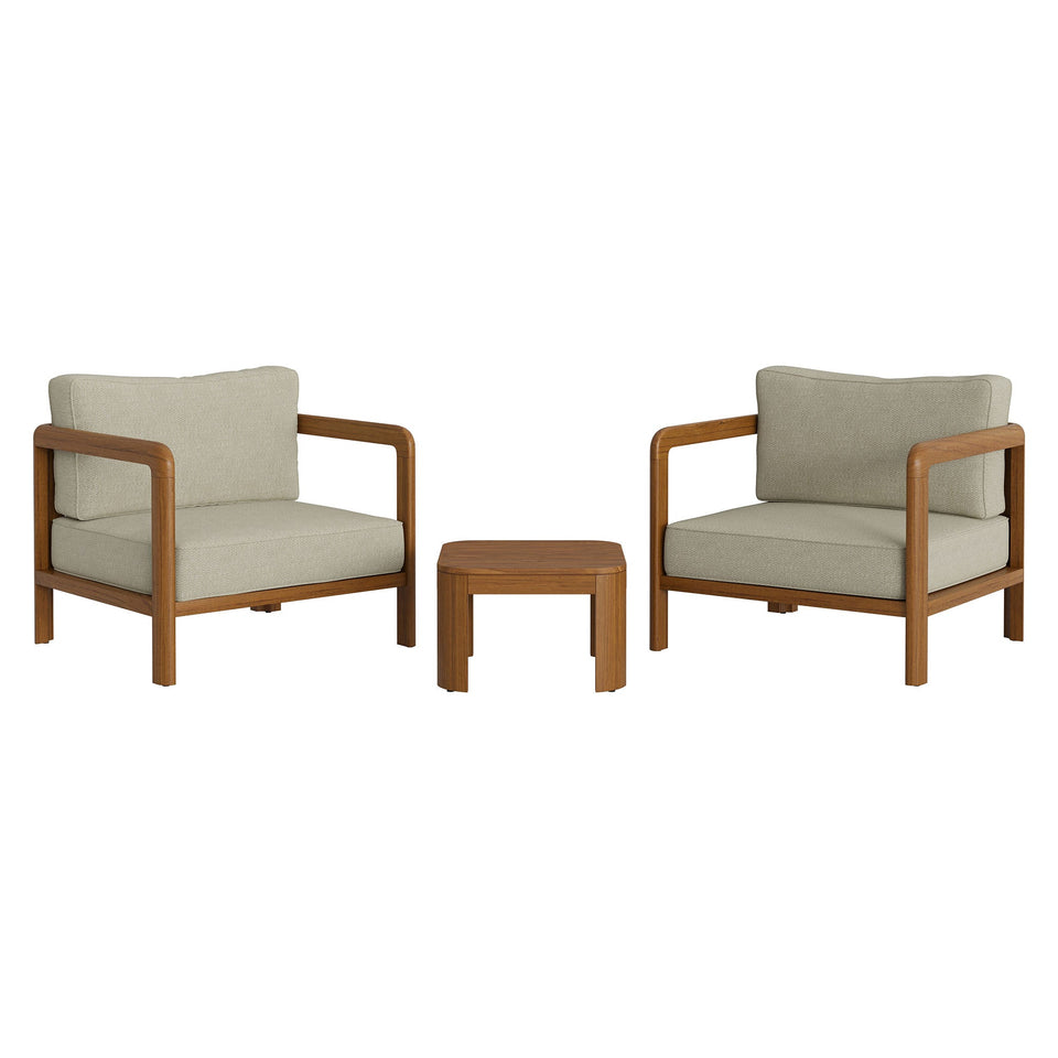 Kona 3-Piece Outdoor Teak Wood Furniture Set by Modway