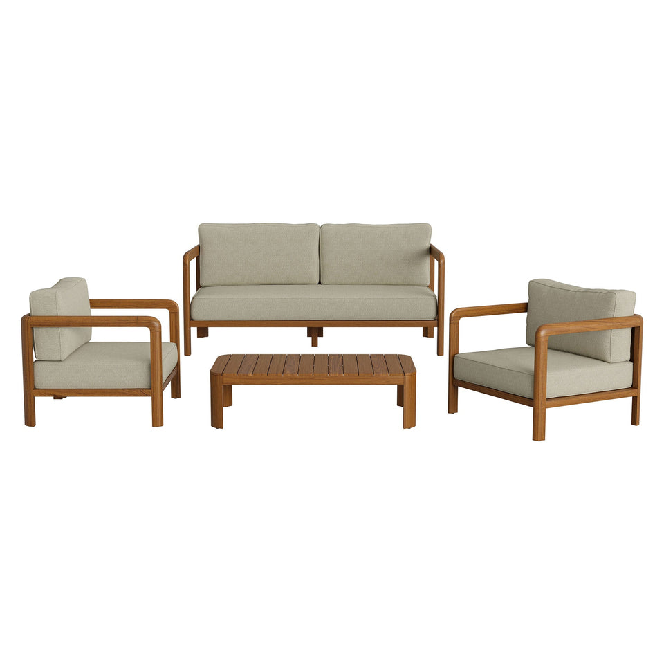 Kona 4-Piece Outdoor Teak Wood Furniture Set by Modway