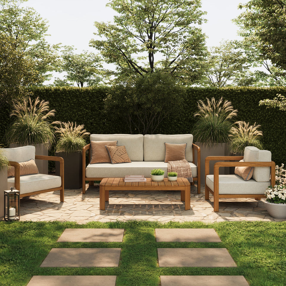 Kona 4-Piece Outdoor Teak Wood Furniture Set by Modway
