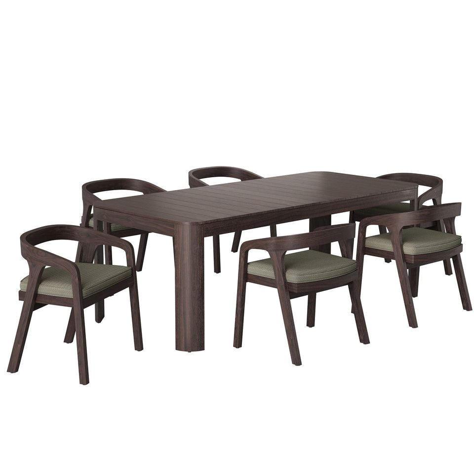 Kona 7-Piece Outdoor Teak Wood Dining Set by Modway