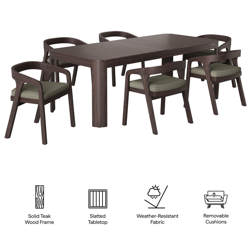 Kona 7-Piece Outdoor Teak Wood Dining Set by Modway