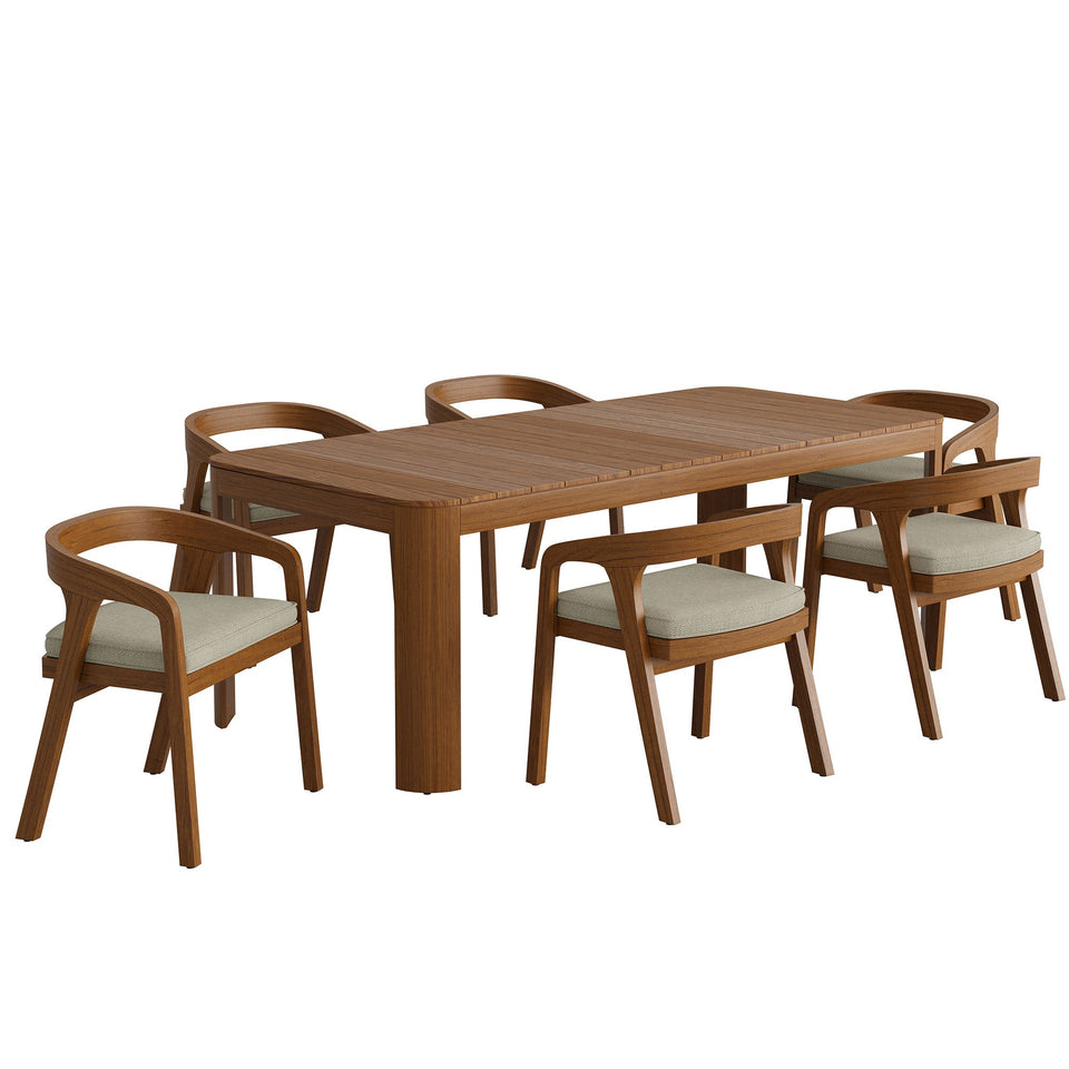 Kona 7-Piece Outdoor Teak Wood Dining Set by Modway