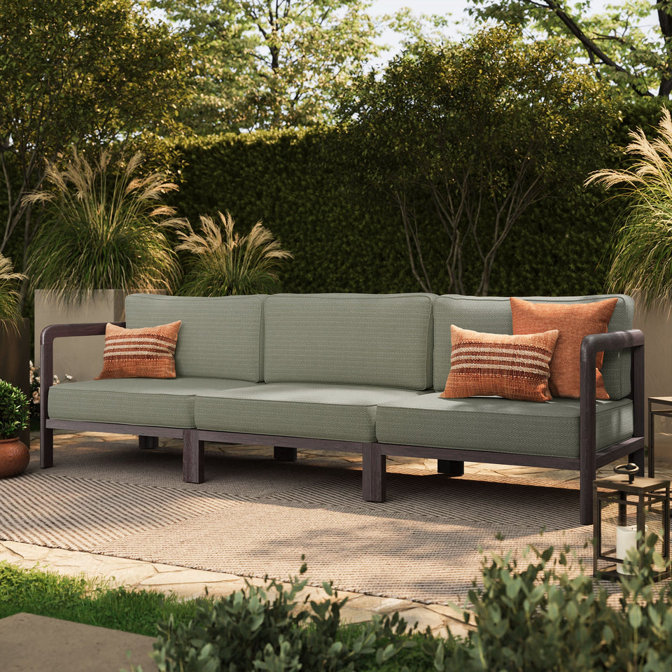 Kona 3-Piece Outdoor Teak Wood Modular Sofa Set by Modway
