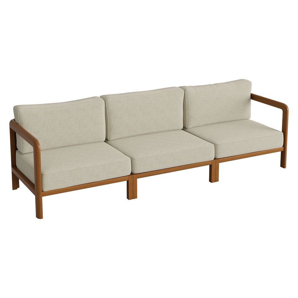 Kona 3-Piece Outdoor Teak Wood Modular Sofa Set by Modway