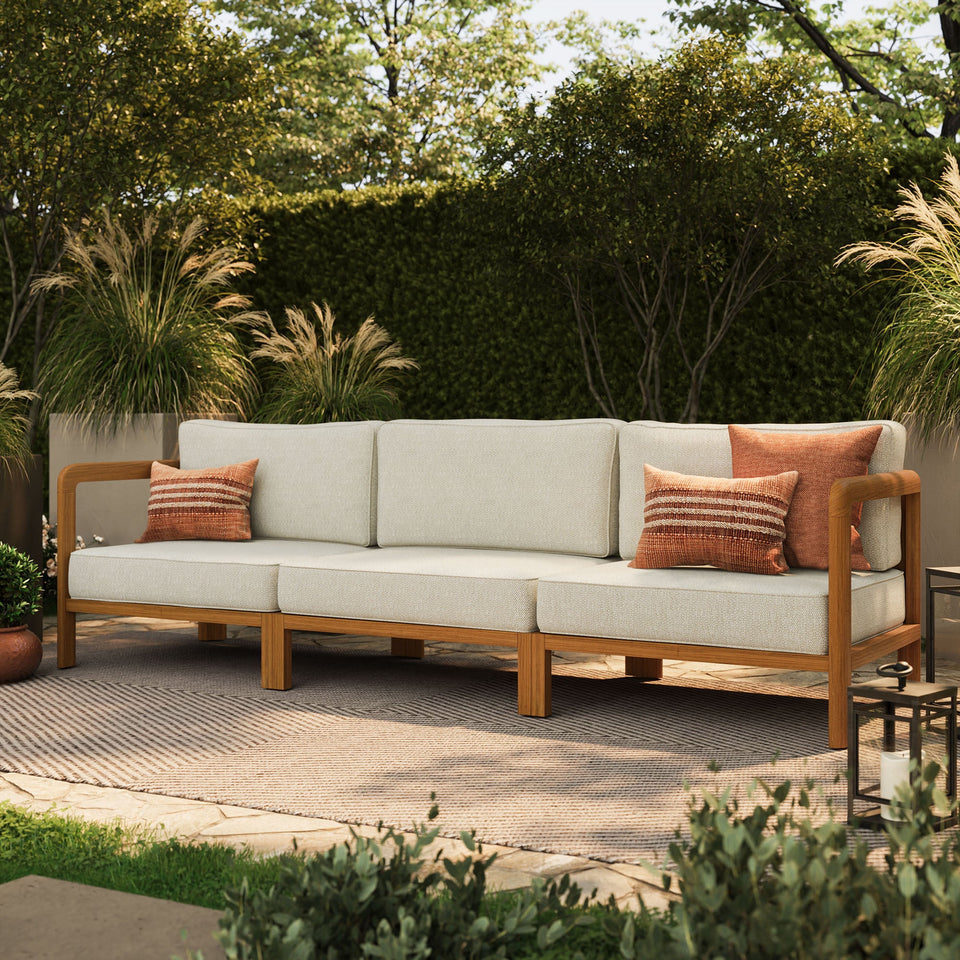 Kona 3-Piece Outdoor Teak Wood Modular Sofa Set by Modway