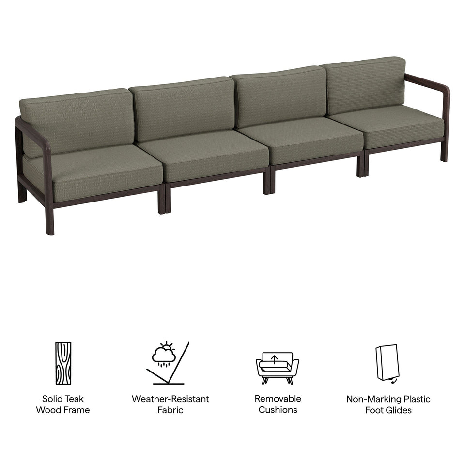 Kona 4-Piece Outdoor Teak Wood Modular Sofa Set by Modway