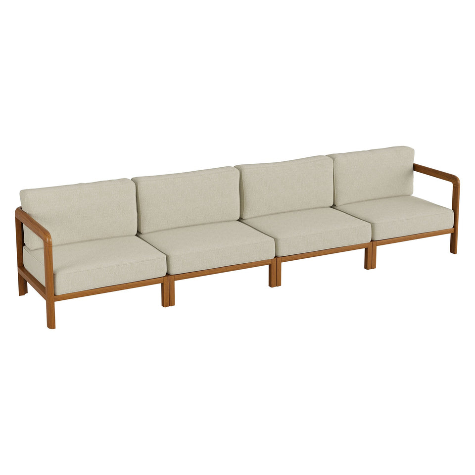 Kona 4-Piece Outdoor Teak Wood Modular Sofa Set by Modway