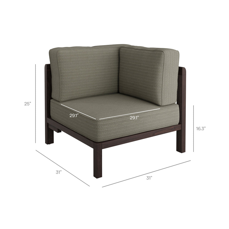 Kona L-Shaped Outdoor Teak Wood Modular Sofa by Modway