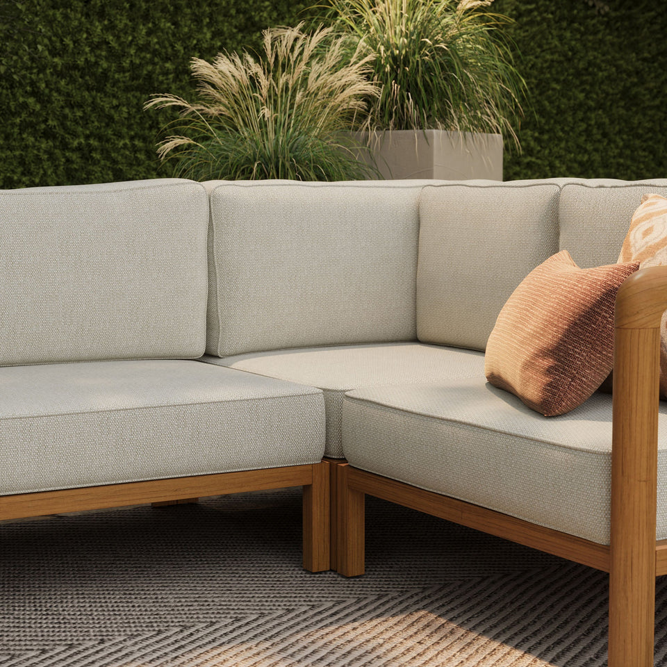 Kona L-Shaped Outdoor Teak Wood Modular Sofa by Modway