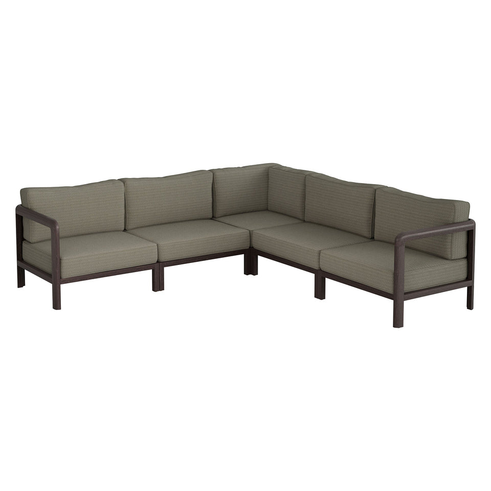 Kona 5-Piece Outdoor Teak Wood Corner Modular Sofa by Modway