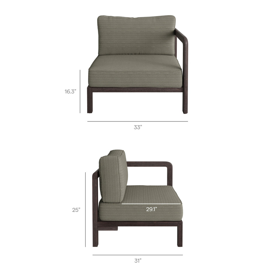 Kona 5-Piece Outdoor Teak Wood Corner Modular Sofa by Modway