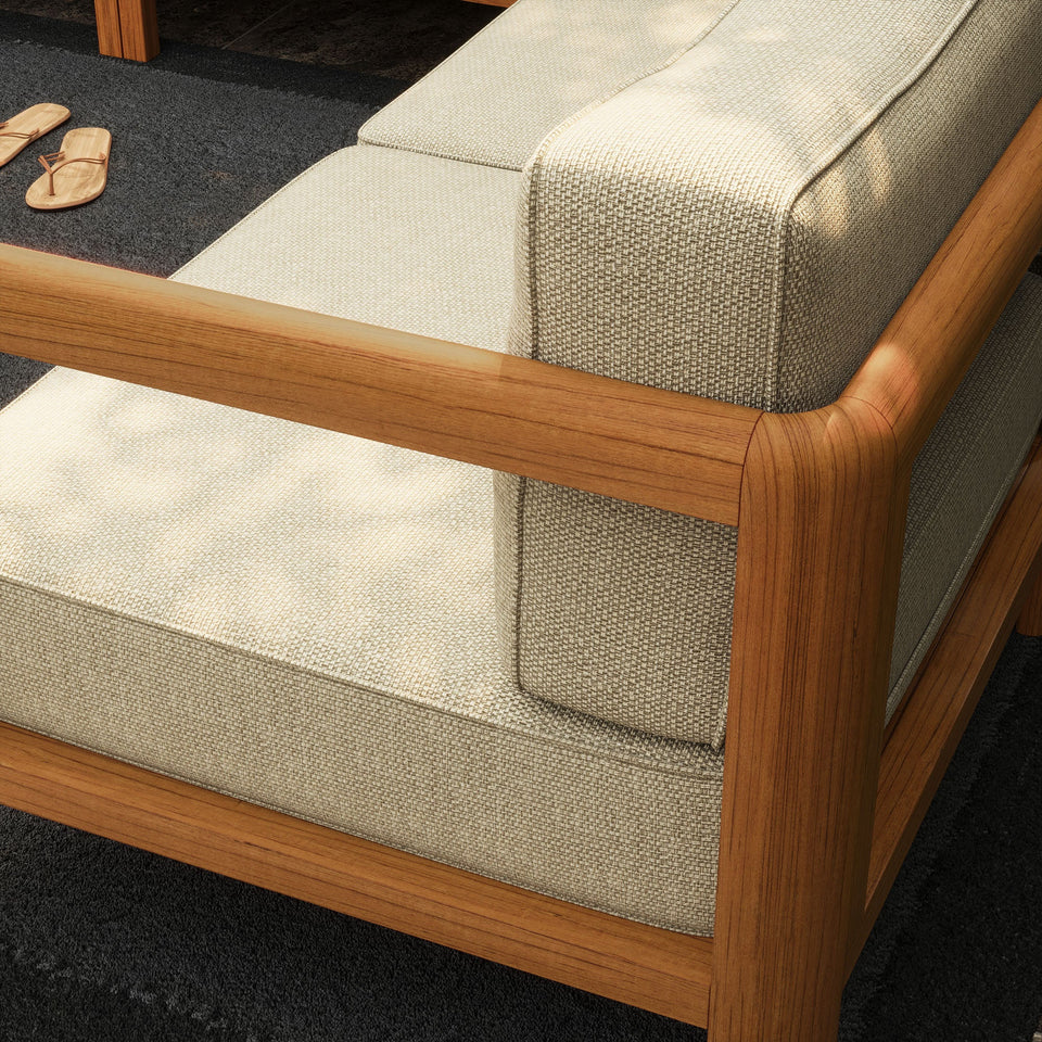 Kona 5-Piece Outdoor Teak Wood Corner Modular Sofa by Modway