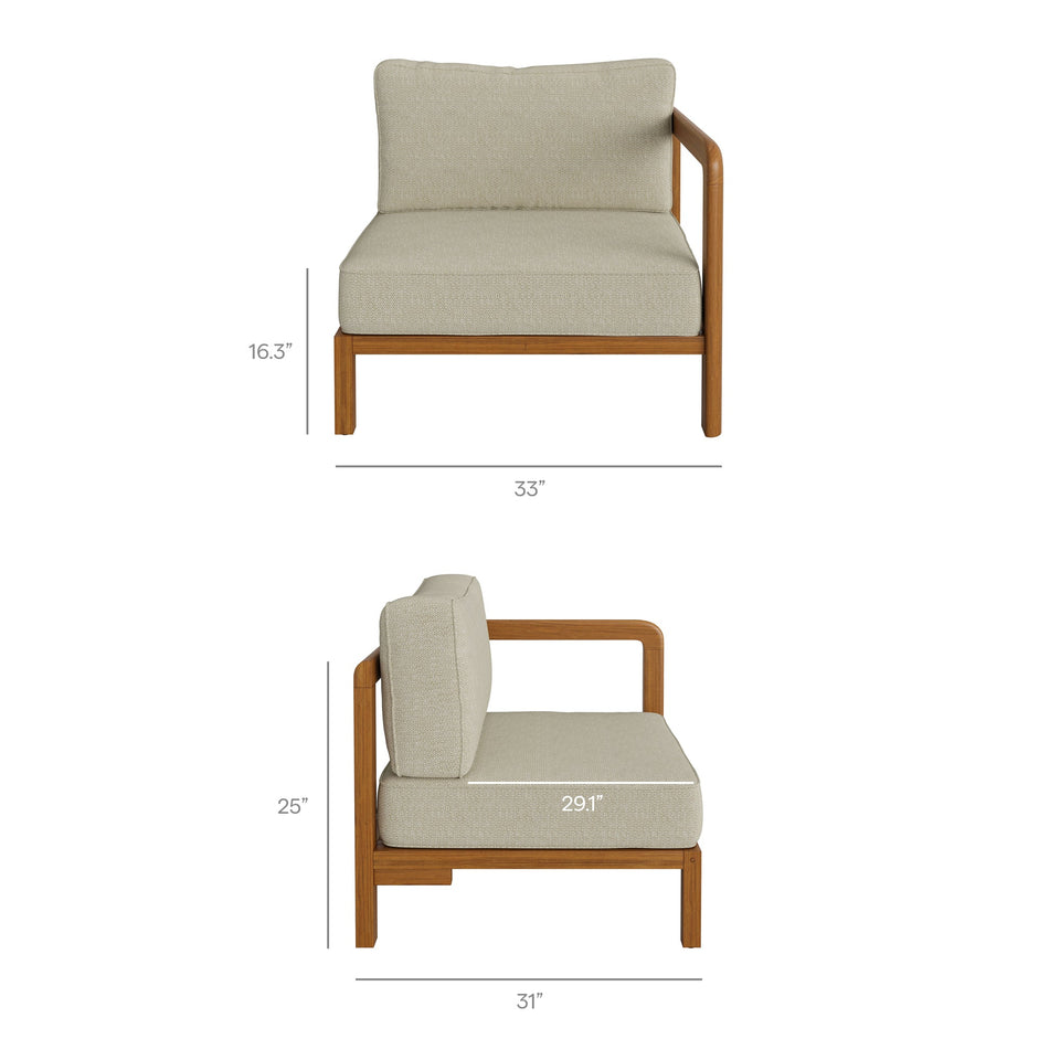 Kona 5-Piece Outdoor Teak Wood Corner Modular Sofa by Modway