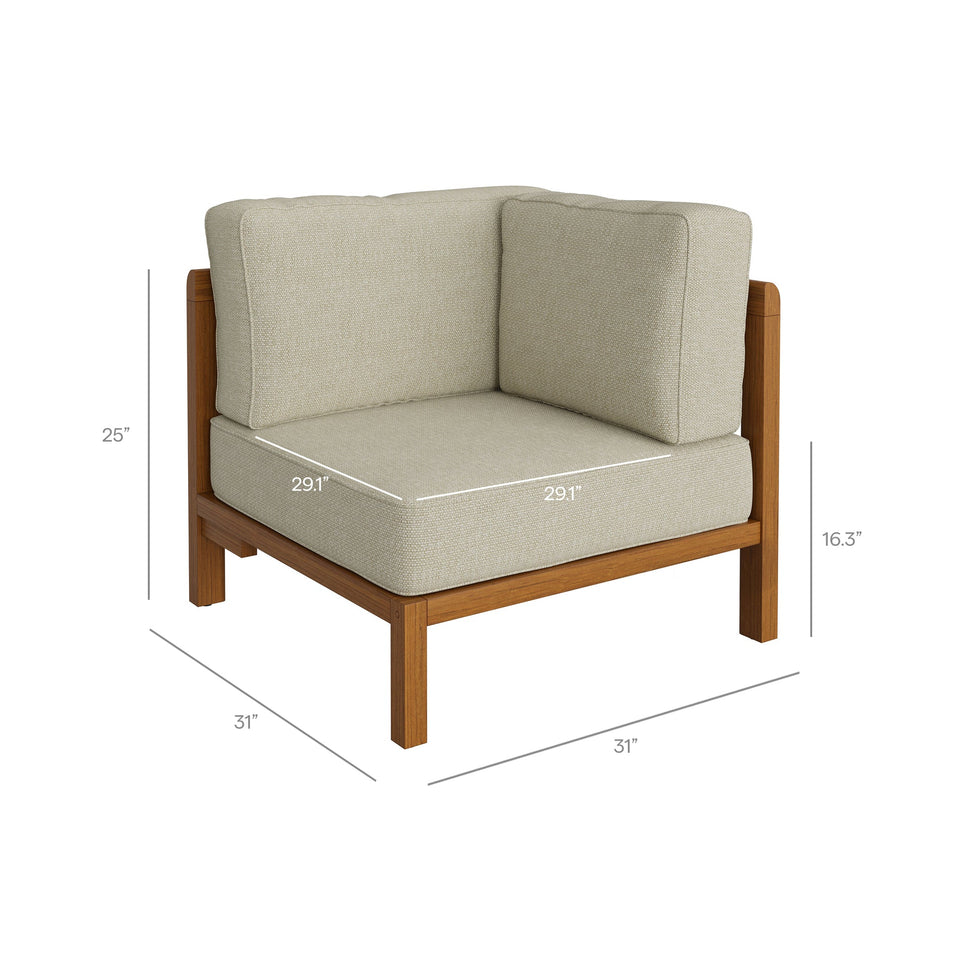 Kona 5-Piece Outdoor Teak Wood Corner Modular Sofa by Modway