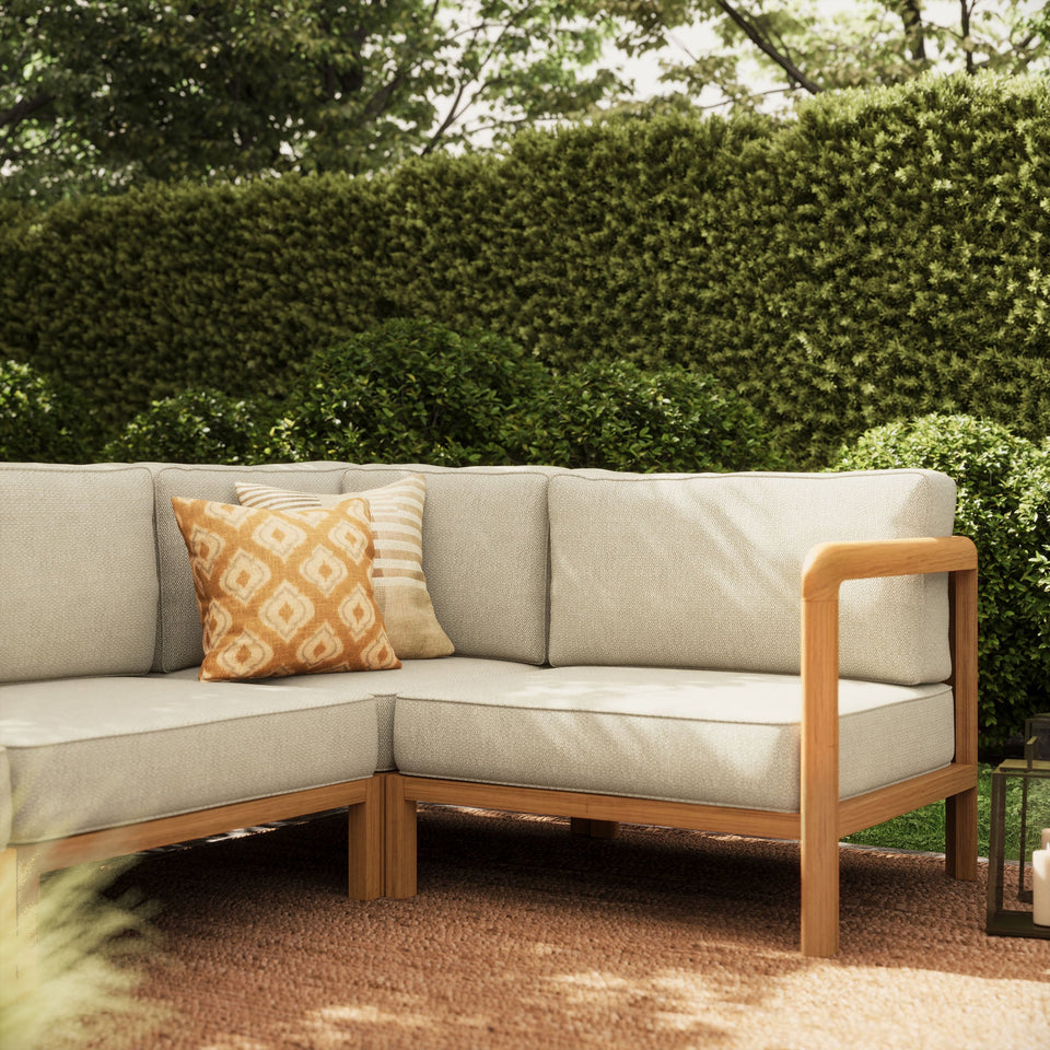 Kona 6-Piece Outdoor Teak Wood Modular Sofa by Modway