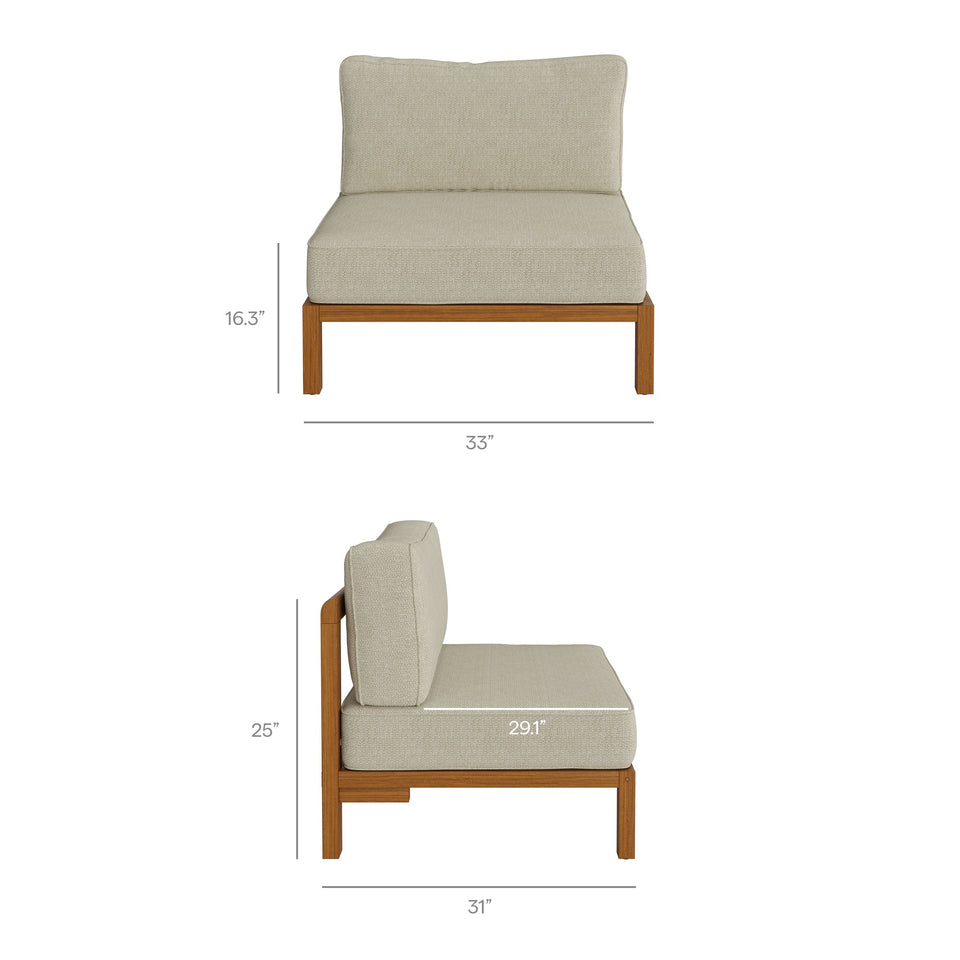 Kona 6-Piece Outdoor Teak Wood Modular Sofa by Modway