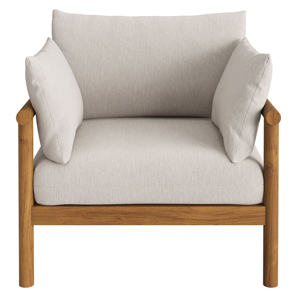 Eleni 2-Piece Outdoor Patio Teak Wood Armchair and Ottoman Set by Modway