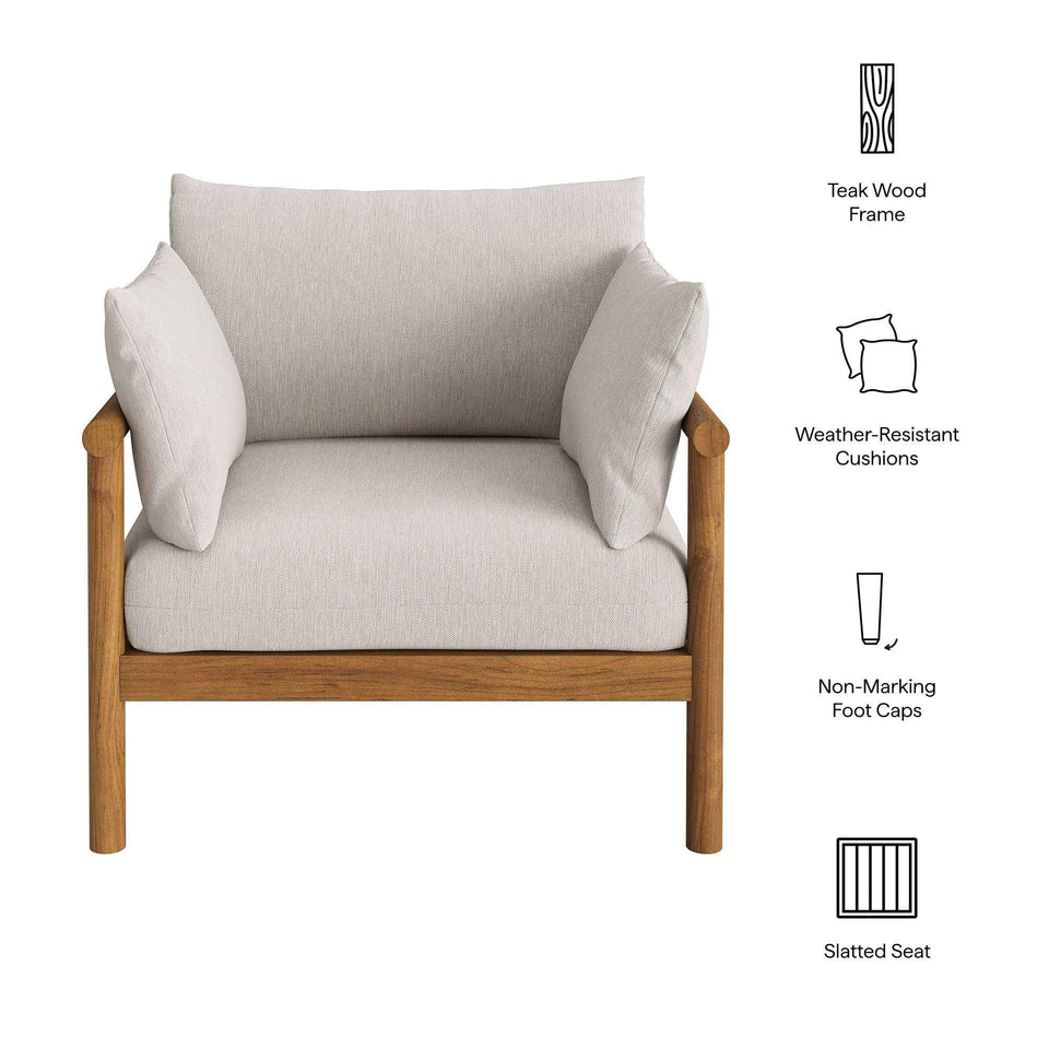 Eleni Outdoor Patio Teak Wood Armchair by Modway
