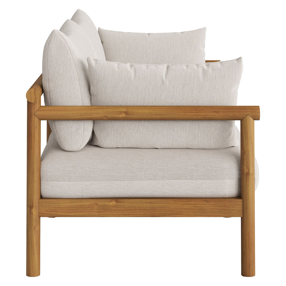 Eleni 2-Piece Outdoor Patio Teak Wood Loveseat with Ottoman Set by Modway