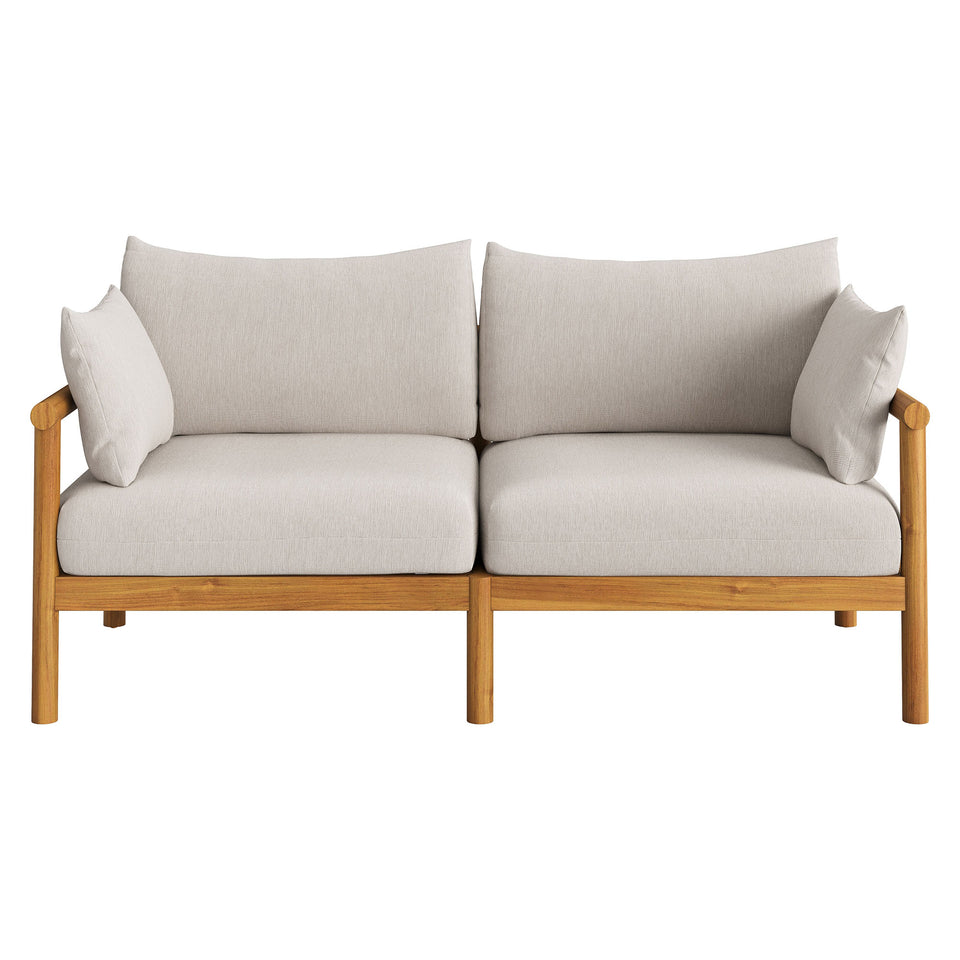 Eleni 2-Piece Outdoor Patio Teak Wood Loveseat with Ottoman Set by Modway
