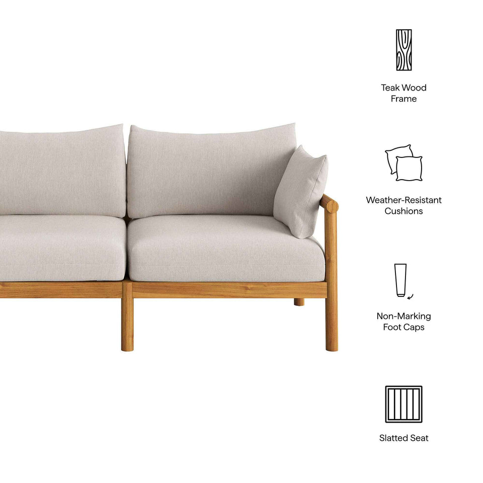 Eleni Outdoor Patio Teak Wood Loveseat by Modway