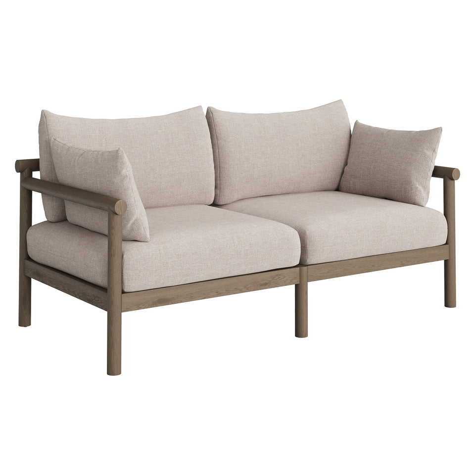Eleni 2-Piece Outdoor Patio Teak Wood Loveseat with Ottoman Set by Modway