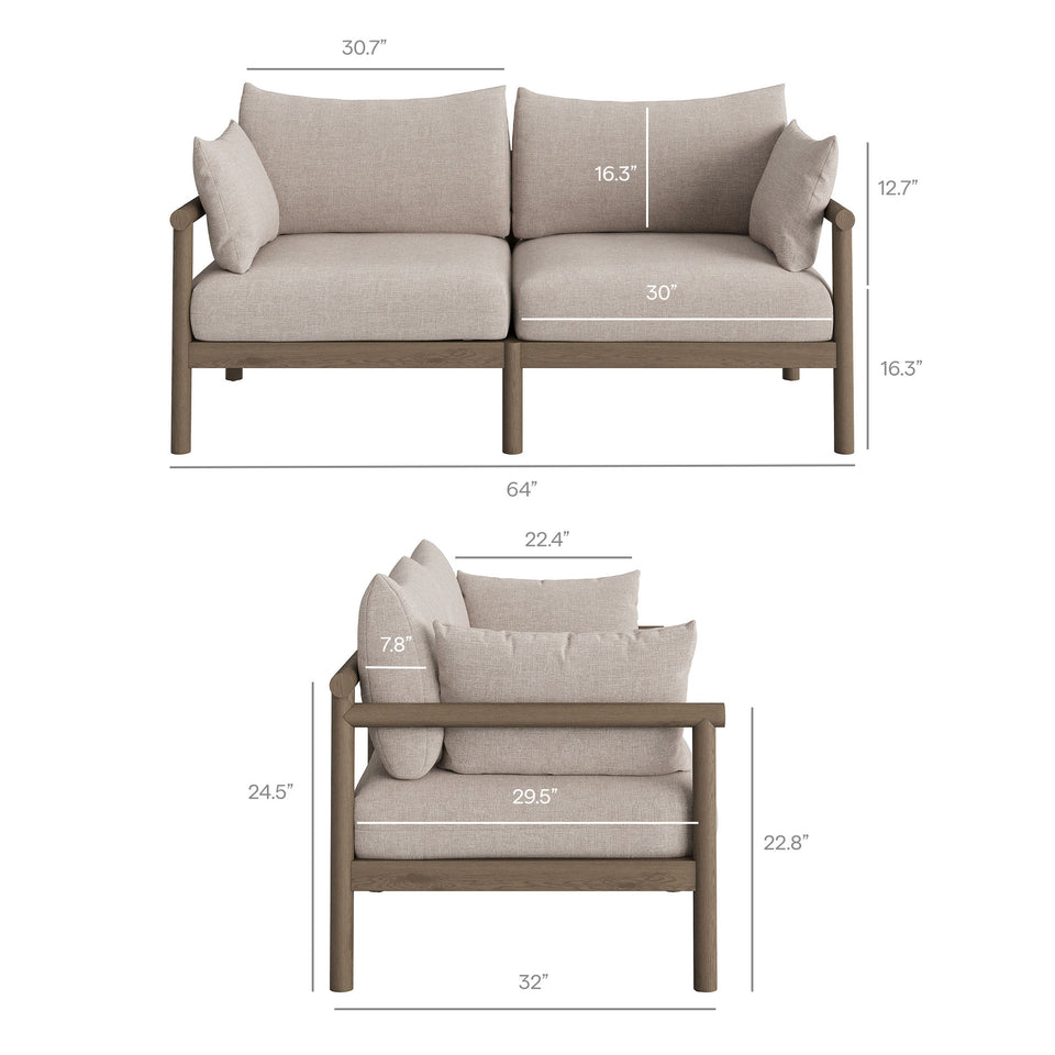 Eleni Outdoor Patio Teak Wood Loveseat by Modway