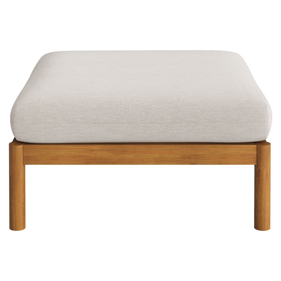Eleni Square Outdoor Patio Teak Wood Ottoman by Modway