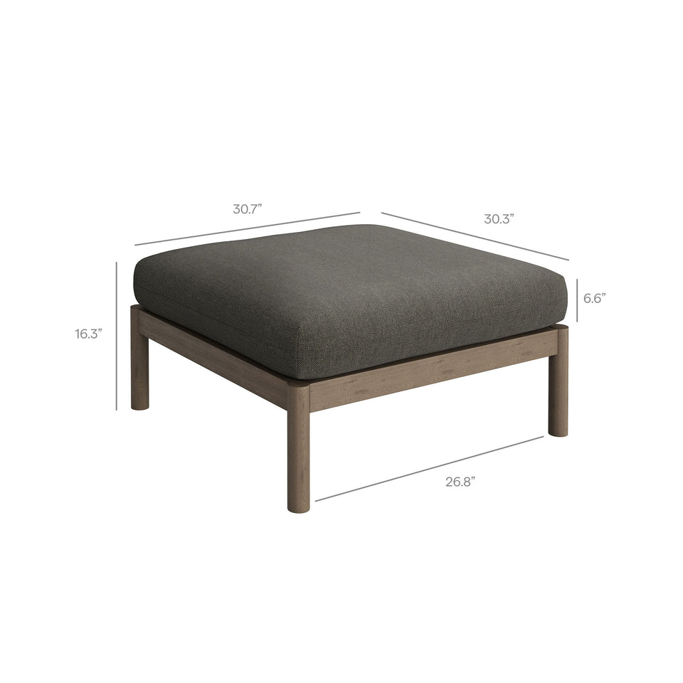 Eleni Square Outdoor Patio Teak Wood Ottoman by Modway