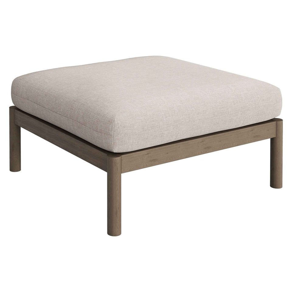Eleni Square Outdoor Patio Teak Wood Ottoman by Modway