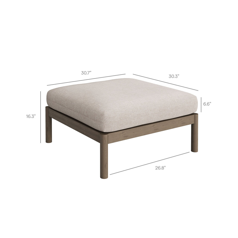 Eleni Square Outdoor Patio Teak Wood Ottoman by Modway