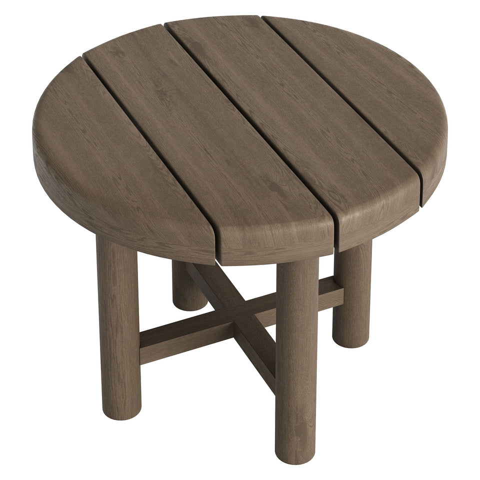 Eleni 20-Inch Round Outdoor Patio Teak Wood Side Table by Modway
