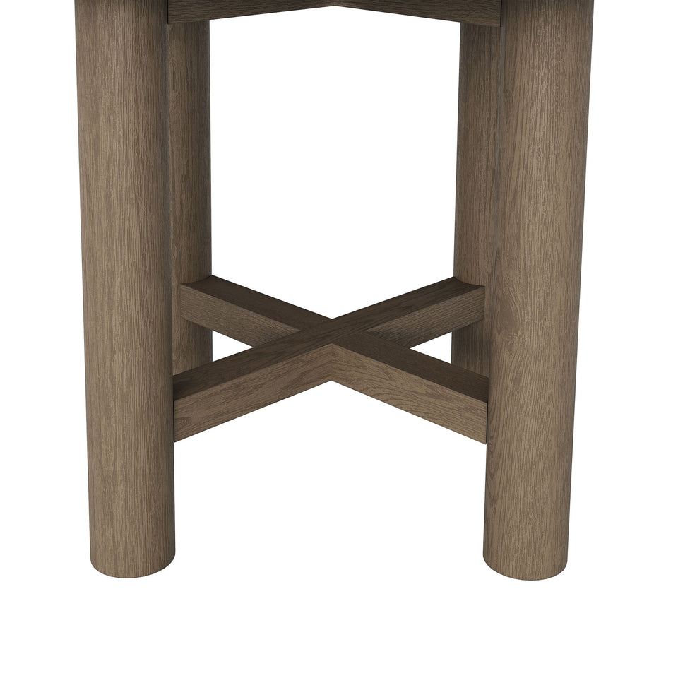 Eleni 20-Inch Round Outdoor Patio Teak Wood Side Table by Modway