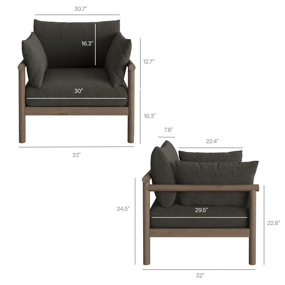 Eleni 2-Piece Outdoor Patio Teak Wood Armchair and Ottoman Set by Modway