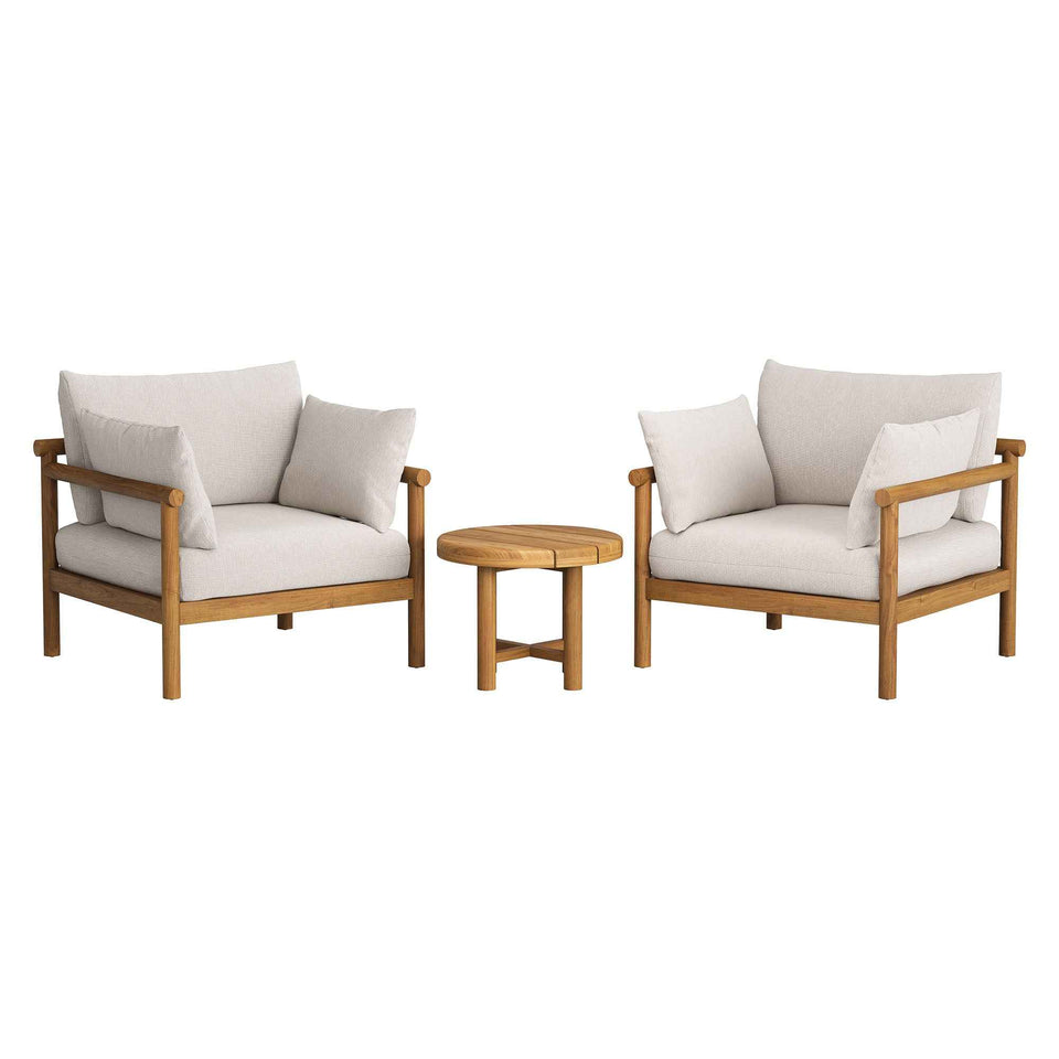 Eleni 3-Piece Outdoor Patio Teak Wood Furniture Set by Modway